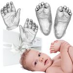 BabyRice Large Baby Hand and Foot Casting Kit, Boxed, Includes Metallic Paint (Silver)