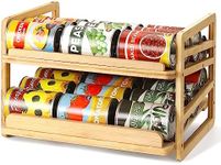 Yumkfoi Rolling Bamboo Can Organizer Rack, Stackable Double-Layer Can Organizers and Storage For Pantry, Canned Goods Holder Dispenser For Countertop Kitchen Cabinet or Pantry Shelf