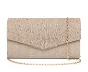 MUDUO Glitter Clutch Purses for Women Evening Bags and Envelope Handbags Prom Purse (307 Champagne)