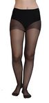 Bunny Bae Women's Nylon Spandex Sheer Pantyhose/Stockings for Medium Size (Fits Waist 24"-34"), Black