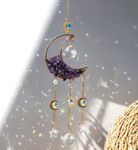 CACTOPIA Crystal Moon Crescent Suncatcher - Window, Garden, Balcony, Boho Decorative Accessory (Amethyst)