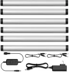 GETINLIGHT 12-inch Plug-in LED Under Counter Lights for Kitchen, Soft White 3000K, Pack of 6, IN-0110-26-SN