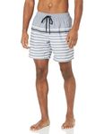 Amazon Essentials Men's 7" Quick-Dry Swimming Trunks - Discontinued Colours, Black Charcoal Heather Narrow Stripe, XS