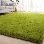 Kelarea Super Soft Shaggy Rug Fluffy Bedroom Carpets, Modern Indoor Fuzzy Plush Area Rugs for Living Room Dorm Home Decorative Kids Girls Children's Floor Rugs, 5x8 Feet Grass Green