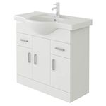 VeeBath Linx Bathroom Vanity Basin Sink Cabinet Unit High Gloss White Soft Close Door Hinges Storage Furniture - 850mm