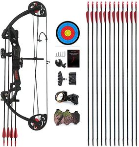 PANDARUS Compound Bow Archery for Youth and Beginner, Right Handed,19”-28” Draw Length,15-29 Lbs Draw Weight Adjustable, 260 fps Hunting Bow Kit(Black Left Handed)