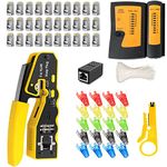 LUBEIN Crimping Set CAT5/CAT6 Ethernet Crimp Tool Kit for RJ45/RJ11/RJ12/6P/4P/8P, Network Crimper Stripper Cutter, Maintenance LAN Cable Pliers Tester Repair Tool Set(CAT5-S Shape)