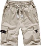 Vcansion Women's Casual Cotton Loose Fit Multi-Pockets Cargo Bermuda Shorts Beige US 16-18