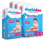 Doobidoo Classic Baby Diaper Pants with High Absorbency, Anti-Leak Side Cuffs, Cottony Bubble Soft, Rash-Free, Large Size (L) 9-14 Kg, Pack of 4, 202 Count