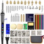 75Pcs Wood Burning Kit, Woodburning Tool with LCD Display Adjustable Temperature Soldering Woodburning Pen, Embossing/Carving/Soldering Tips/Carrying Case