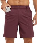 TBMPOY Men's Outdoor Hiking Shorts Lightweight Dry Fit Stretch Flat Front Travel Work Summer Hybrid Shorts Wine Red 42