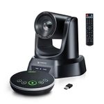 TONGVEO AI 12X PTZ Conference Camera System with Bluetooth Microphones, Auto-Tracking USB3.0 1080P 60fps Webcam,75° Wide-Angle All-in-One Video Conference Solution for Church & Office