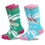 SkiBeaut Kids Ski Socks 2 Pairs Knee-high Thick Warm Snowboard Skating Skiing Socks for Boys Girls Toddler Youth