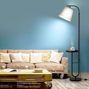 【Upgraded】Floor Lamp with Table,Marble Base, Foot Switch, Retractable Pole, Adjustable Lighting Angle, Floor Lamps for Living Room Modern Standing Lamp for Bedroom Office Study Room 12W Bulb Included