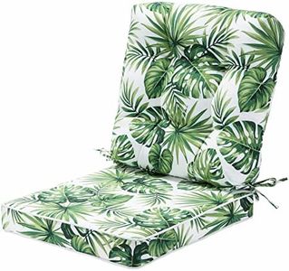 JMKaixin Outdoor Seat/Back Deep Chair Cushion Set for Patio Furniture - Lounge Chair Cushions with Ties - Water-Resistant Patio Chair Cushions 19x19 (Palm)