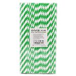 Eco-Friendly 10.25 Inch Long Disposable Paper Drinking Straws 6mm Wide [100 Pack] - Green/White Striped