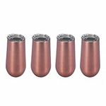 Hacbop Stainless Insulated Wine Tumbler with Lid -Portable Egg Shape Cup Fashion Gift Cup-6 Oz,Rose Gold (4 Pack)