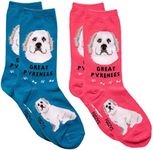 Foozys Unisex Fun Crazy Crew Socks 2 Pairs | Canine Dog Collection | Great Pyrenees