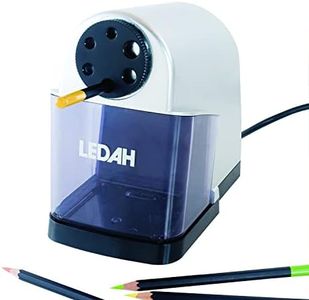 Ledah Electric Pencil Sharpener, 6-Hole Sizes up to 11.6mm, Heavy-Duty Steel Blade, Auto-Stop & Overheat Protection, Non-Skid Suction Feet for School, Home, Office