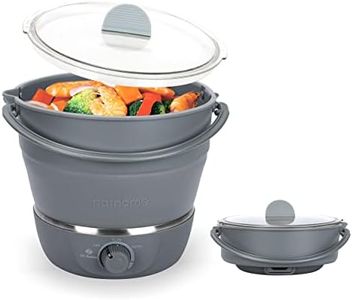 Drizzle Foldable Electric Hot Pot Cooker Travel Pot - Dual Voltage 100V-240V Cooking - Food Grade Silicone Cookerware Boiling Water Steamer - Camping Office Hotel Noodle Porridge Soup
