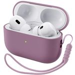 ORNARTO Compatible with Airpods Pro 2 Case (2022), Protective Liquid Silicone Case Cover for Airpods Pro 2nd Generation with Lanyard Soft Skin Front LED Visible Silicone Case-Lilac Purple