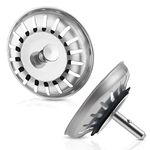 SARJ 2 PCS Kitchen Sink Strainer and Stopper Metallic, SU304 Stainless Steel, Kitchen Sink Plug Stopper bouchon d'évier