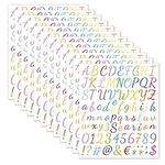 12 Sheets 1inch Alphabet Number Stickers Colorful Adhesive Letter Stickers, Number Letter Stickers for Decoration Arts, DIY Crafts, Bullet Journal Supplies, Scrapbook, Card Gift Wrapping (C)