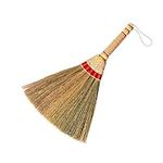 LTCT Handmade Broom Straw Braided Mini Broom Household Hand Brooms Cleaning Supplies Natural Miscanthus Sweeping Handle Broom for Sofa, Car, Corner and More About 13 Inches Length