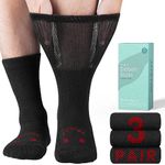 Rahhint Extra Wide Merino Wool Diabetic Socks for Men & Women, Seamless Toe loose fit, Soft Top No Binding Cuff (3 Pairs)