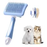 Vinabo Brush for Dogs and Cats, Self-Cleaning for Small Dogs, Cat Brush, Pet Brush, for Dogs and Cats, Eliminate Tomentose Undercoat Tangles-Blue