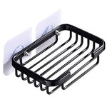 Bathroom Soap Holder,Aluminium Adhesive Shower Soap Dish Sponge Holder for Bathroom Washstand and Toilet,Soap Holder for Shower Wall No Drilling（Black）