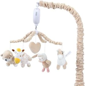 Musical Crib Mobile with 12 Lullabies, Rotating Arm and Detachable Plush Toys, Unisex Clip On Mobile for Standard Cribs, Baby Safe Materials for Sensory Development & Early Growth