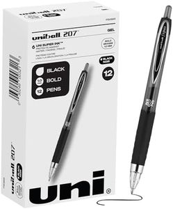 Uni-Ball 207 Gel Pen 12 Pack - 1.0mm Bold Black Pens, Gel Ink School Pens - School Supplies, Teacher Pens, Journaling Pens - Back to School