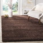 Carpetify Shaggy Carpet Plain Fur Rectangular Rugs Bedroom Drawing Room 5X8 Feet Microfiber 2 Inch Pile Height Modern Interior Mats Brown Color