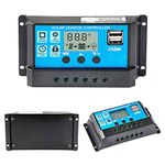 Y&H 30A 12V/24V Solar Charge Controller Solar Panel Controller Intelligent Regulator with Dual USB Port 5V Light Timer Control LCD Display