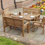 STAFFORDSHIRE GARDEN FURNITURE | WOODEN GARDEN SET | 4FT 6INCH GARDEN TABLE, TWO BENCHES & TWO CHAIRS | DELIVERED FULLY ASSEMBLED FURNITURE