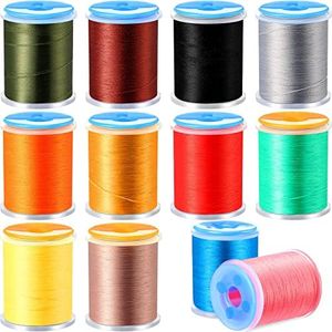 BBTO 12 Rolls Fly Tying Kit,Fly Tying Materials 12 Color Fly Tying Thread 3936 Feet Elastic Fly Tying Wire Standard Twisted Fly Material Kit Nylon DIY Supplies for Wet Dry Nymph Fly Fishing Material