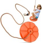 Sorbus Disc Seat Swing - Kids Monkey Rope Tree Zip Line Swings for Play Set, Tree, Outdoor Backyard, Playground Fun, Orange