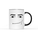 SMARTYPANTS Roblox Man Face Mug - Fun Novelty Smile Cheerful Cheeky Roblox Ultimate Virtual Universe Create Gaming Gamer Cup Tea Coffee Gift Present (Black Handle)