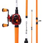 Sougayilang Fishing Rod and Reel Combo, Medium Fishing Pole with Casting Reel, Baitcaster Combo, SuperPolymer Handle-Orange-6ft with Left Handle Reel