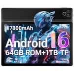 Laptok Android 16 Tablet, 11 Inch Tablet with 20GB RAM+64GB ROM/1TB TF, 7800mAh Android Tablets, 5G WiFi | Widevine L1 | Bluetooth 5.4 | 5MP+8MP | OTG | 1080P - Black