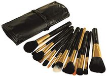 Urban Beauty Makeup Brush Set with Storage Pouch Model UB-115 (Black and Gold)-15 Pieces Powder Brush, Face Brush, Large Eye Shadow Brush, Eyeliner Brush, Foundation Brush, Blending Brush Highlight Brush, Contour Brush, Blush Brush, Eye Shadow Brush, Fluff Brush, Shading Brush, Flat Definer Brush, Definer Brush, Lip Brush