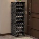 AYSIS DIY Shoe Rack Plastic Shoe Rack for Home Plastic Shelves Household, Shoe Rack with Door Outdoor for Heels/Shoes for Entryway,Hallway,Bedroom Living Room and Office (Black, 9-SHELF-3-DOOR)