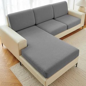Deep Dream Sectional Couch Covers 6 Pieces, Stretch Couch Cushion Covers, L Shaped Washable Sofa Covers for Left/Right Sectional Sofa (3 Backrest Cover + 2 Seater + 1 Chaise, Dark Grey)