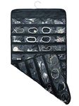 Double-Sided Jewelry Hanging Organizer Display Hanger Small Tools Holder with 80 Clear Pockets (Black)