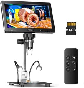 TOMLOV DM9 Max Digital Microscope: 20MP 10.1" 1500X HD IPS HDMI Coin Microscope Magnifier for Error Coins with Screen, LCD Soldering Microscopes for Adults, 10 LED Lights, PC/TV Compatible, 64GB