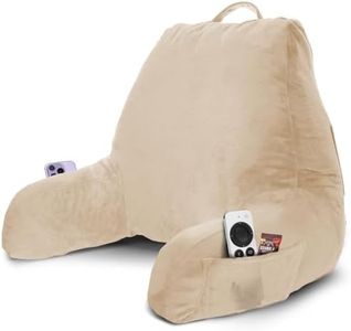 Nestl Reading Pillow Standard Bed Pillow, Back Pillow for Sitting in Bed Shredded Memory Foam Chair Pillow Reading & Bed Rest Pillows Beige Cream Back Pillow for Bed, Bed Chair Arm Pillow with Pockets