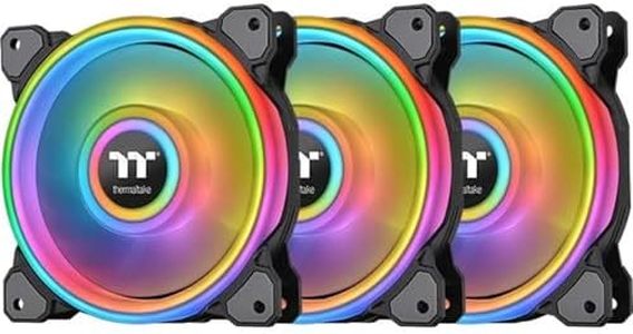 Thermaltake Riing Quad 120mm 16.8 Million RGB Color (Alexa, Razer Chroma) Software Enabled 4 Light Rings 54 Addressable LED 9 Blades Hydraulic Bearing Case/Radiator Fan CL-F088-PL12SW-B, Black