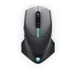 Alienware Wired/Wireless Gaming Mouse AW610M: 16000 DPI Optical Sensor - 350 Hour Rechargeable Battery, 7 Buttons, 3-ZONE 16.8m AlienFX RGB Lighting, Edge-Free Design, Ergonomic, Dark Side of the Moon