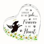 FLYAB Pet Memorial Gifts Heart Shaped Angel Wings Dog Sympathy Gift Acrylic Pet Loss Gifts Loss of Dog Sympathy Gifts with Cardstock and Keepsake Box Acrylic Desk Heart Decor for Loss of Dog